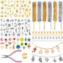 Zefy 18K Gold Silver Chain for Jewelry Making, 19.7ft 6 Rolls Stainless Steel Chains Bulk with 348 Pcs Charms, Jump Rings Lobster Clasps Set for DIY Bracelet Necklace Crafts (Medium)