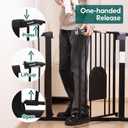 Babelio Auto Close Baby Gate with Cat Door,29-43" Metal Gate for Doorway,Stairs, House,Easy Walk Thru with Pet Door,Includes 4 Wall Cups and 3 Extension Pieces,Black