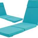 80 x 26 Inch Outdoor Chaise Lounge Cushions Set of 2 - Removable Cover, 4-Section Design, Water-Repellent & Fade-Resistant, 6 Tie Straps, Replacement for Patio & Pool Chairs - Teal, 80''x26'' | 2 Pack