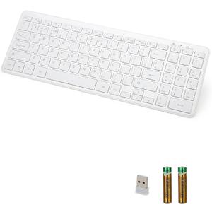 Wireless Bluetooth Keyboard, Universal Multi-Device Keyboard with Number Pad and Media Hotkeys, USB + Dual BT Connection, Ergonomic Design Slim for Windows Computer/Laptop/Tablet (White)