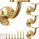 Heavy Duty Gold Handrail Brackets for Indoor Stairs, 304 Stainless Steel Stair Railing Bracket, Wall Mount Banister Brackets for Wood & Metal Stair Railing (4 Pack)