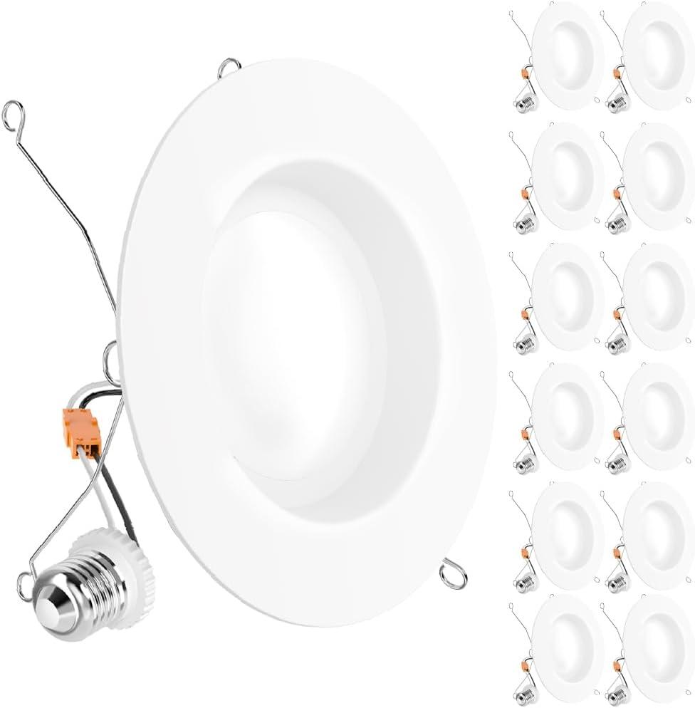 Sunco 12 Pack 6 Inch LED Can Lights, Retrofit Recessed Lighting, Smooth Trim, 965 LM, 13W (75W Equivalent), 2700K Soft White, Dimmable, Damp Rated UL