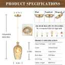 Glass Pendant Lights Kitchen Island 2 Pack, Gold Vintage Pendant Light Fixtures with Hand-Blown Hammered Amber Glass, Farmhouse Modern Brass Hanging Light for Kitchen Sink Dining Room Bedroom