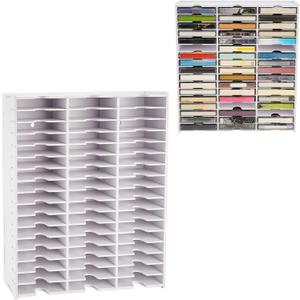 SANFURNEY 51-Slot Cassette Tape Storage, Desktop Rack Audio Tape Organizer, Wall-Mounted Cassette Holder-White