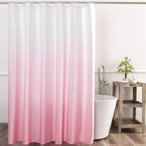 YI & ZE Ombre Pink Shower Curtain Sets for Bathroom Accessories Fabric Polyester Waterproof Modern Shower Curtain Liner with 12 Hooks W72xL78