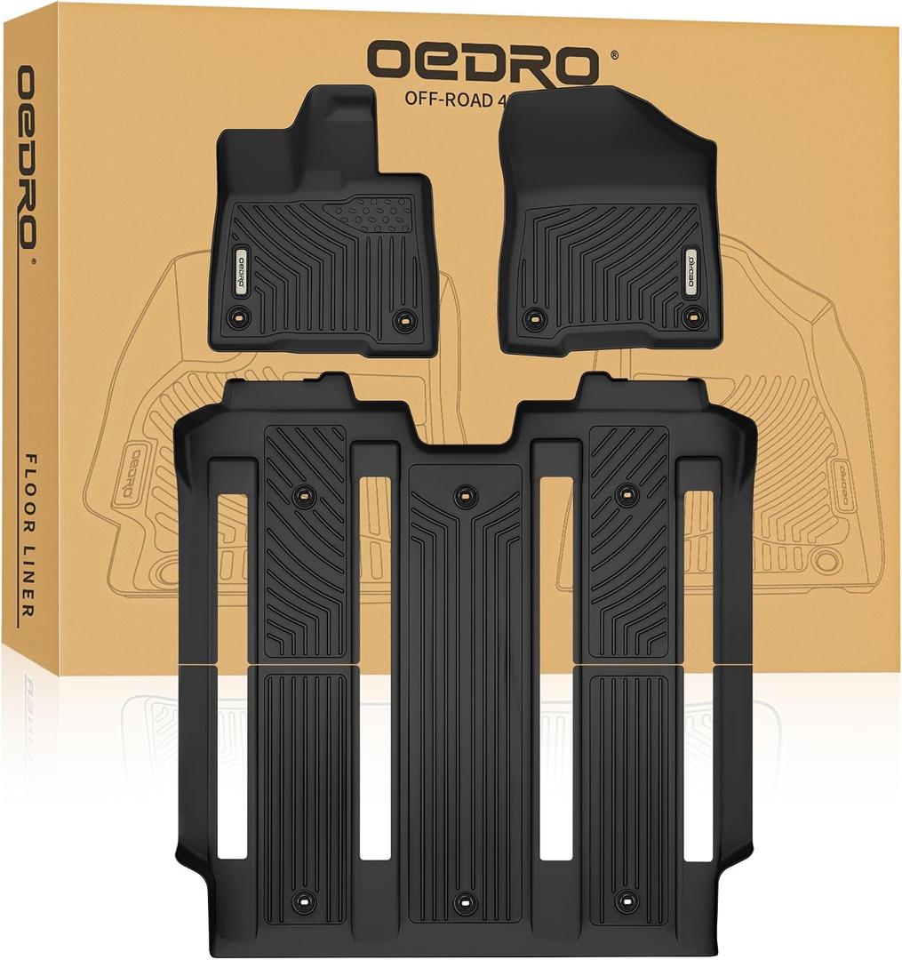 OEDRO Floor Mats Fit for Toyota Sienna 2025 2024-2021 7 Seat, Custom Fit TPE All Weather Sienna Car Mats Includes 1st, 2nd and 3rd Row Floor Liners