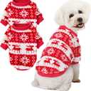 POMIU Dog Sweater, Dog Sweaters for Small Medium Dogs or Cat, Warm Soft Flannel Pet Clothes for Dogs Girl or Boy, Dog Shirt Coat Jacket (Xmas Red+Xmas White, Medium)
