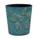 10L/2.64 Gallon Trash Can, Decorative Waste Basket, PU Leather Waste Paper Basket, Waterproof Garbage Can for Bathroom, Bedroom, Office, Kitchen and Living Room - Golden Leaves