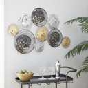 Deco 79 Metal Plate Home Wall Decor Wall Sculpture with Textured Pattern, Wall Art, Gold