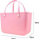 X-Large Waterproof Sandproof Rubber Beach Tote Bag with Zipper Pocket and Phone Kickstand Cup