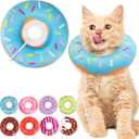 Cat Cone Collar Soft, Cute Cat Donut Collar After Surgery, Adjustable Kitten Recovery Cones to Stop Licking, Lightweight Neck Elizabethan Collars for Cats Kittens (Blue, Small)