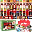 12 Pack Christmas No-Snap Party Table Favors, Christmas Table Favor with Party Hat, Joke & Little Gifts Inside for Kids and Adults, Xmas Table Decorations Seasonal Holiday Dinner Traditions Supplies