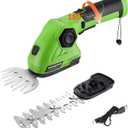 WORKPRO Cordless Grass Shear & Shrubbery Trimmer - 2 in 1 Handheld Hedge Trimmer 7.2V Electric Grass Cutter 2.0Ah Rechargeable Lithium-Ion Battery and USB Cable Included (Green)