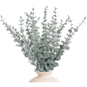 18pcs Artificial Eucalyptus Stems, Fake Greenery Leaves for Floral Arrangements, Home Office, Wedding Centerpiece, Christmas Party Decor
