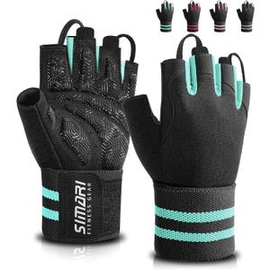 SIMARI Workout Gym Gloves for Men Women, Weight Lifting Gloves with Wrist Wrap Support, SBR Pad Grip for Full Palm Protection, for Exercise, Fitness, Dumbbells, Barbell, Climbing, Fingerless