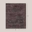 Farmhouse Washable 8x10 Area Rugs for Living Room, Dark Brown with Plum, Rust, and Charcoal Accents Vintage Geometric Rug for Bedroom, Dining Room, Modern Boho Distressed Ultra Soft Low Pile Carpet