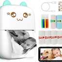 Mini Printer Portable, Inkless Sticker printer with 8 Rolls Paper, Bluetooth Wireless mini thermal printer Compatible with iOS + Android for Journal, Memo, Photo, Print Pod Gifts for Girls Kids