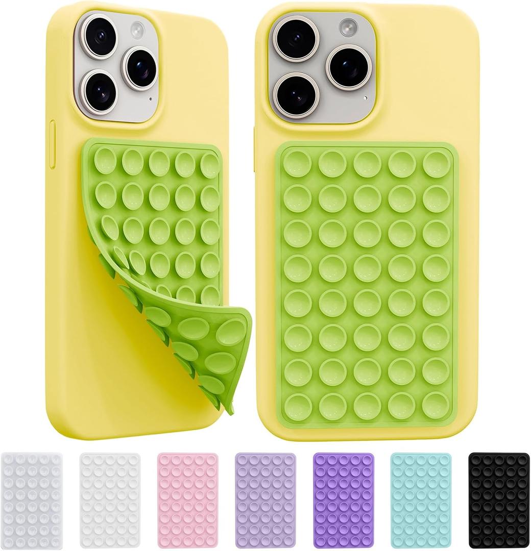2 Pack Silicone Sticky Grip Holder for Cellphone, Silicone Suction Cup Phone Case Mount Double Sided, Hands-Free Phone Accessories Strong Grip Holder for Selfie and Video (Neon Green)