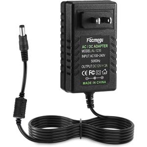 Facmogu DC 12V 3A Power Supply AC Adapter, AC 100-240V to DC 12 Volt Wall Plug Transformers 36W with 150cm/ 4.92 Feet LONG CABLE, Wall Mounted Power Adapter with Barrel Connector 5.5x2.5mm & 5.5x2.1mm