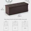LITZFUR 43 Inches Folding Storage Ottoman Bench, PU Leather Storage Chest, Footrest Padded Seat for Bedroom and Hallway, Holds up to 660 lbs, Brown, 43.3"D x 15"W x 15"H