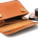 Yellow Full-Grain Leather Mini Pouch - 6 Inch Small Travel Organizer for Women, Cosmetic Jewelry Coin Cable Case