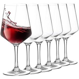 18-ounce Unbreakable Wine Glasses-Acrylic Plastic Stem Wine Glasses, set of 6-All Purpose, Red or White Wine Glass, Dishwasher Safe, BPA Free (Clear, Medium)