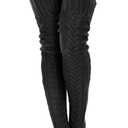 Buauty Women's Cable Knitted Boot Socks Extra Long Thigh High Winter Stockings Over Knee Leg Warmers (Black)