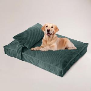 Corduroy Large Dog Bed for Big Dogs, Soft Washable Pet Bed with Removable Cover, Orthopedic Foam Support, Non-Slip Bottom for Large Breed Dogs 39"x28"