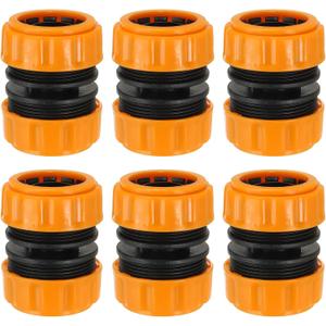 PATIKIL 1" Garden Hose Repair Kit Connector Extender, 6 Pcs Plastic Quick Water Hose Connectors Leakproof Design Fittings, Marigold