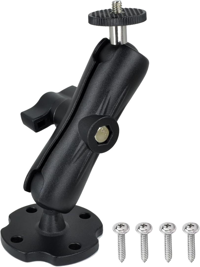 Heavy-Duty Camera Wall/Desktop Mount with 1/4"-20 Thread, Aluminum Alloy Arm, Dual Ball Heads, 1-Inch TPU Ball, Free Rotation,Compatible with DSLR, CCTV, Projectors, RAM B System