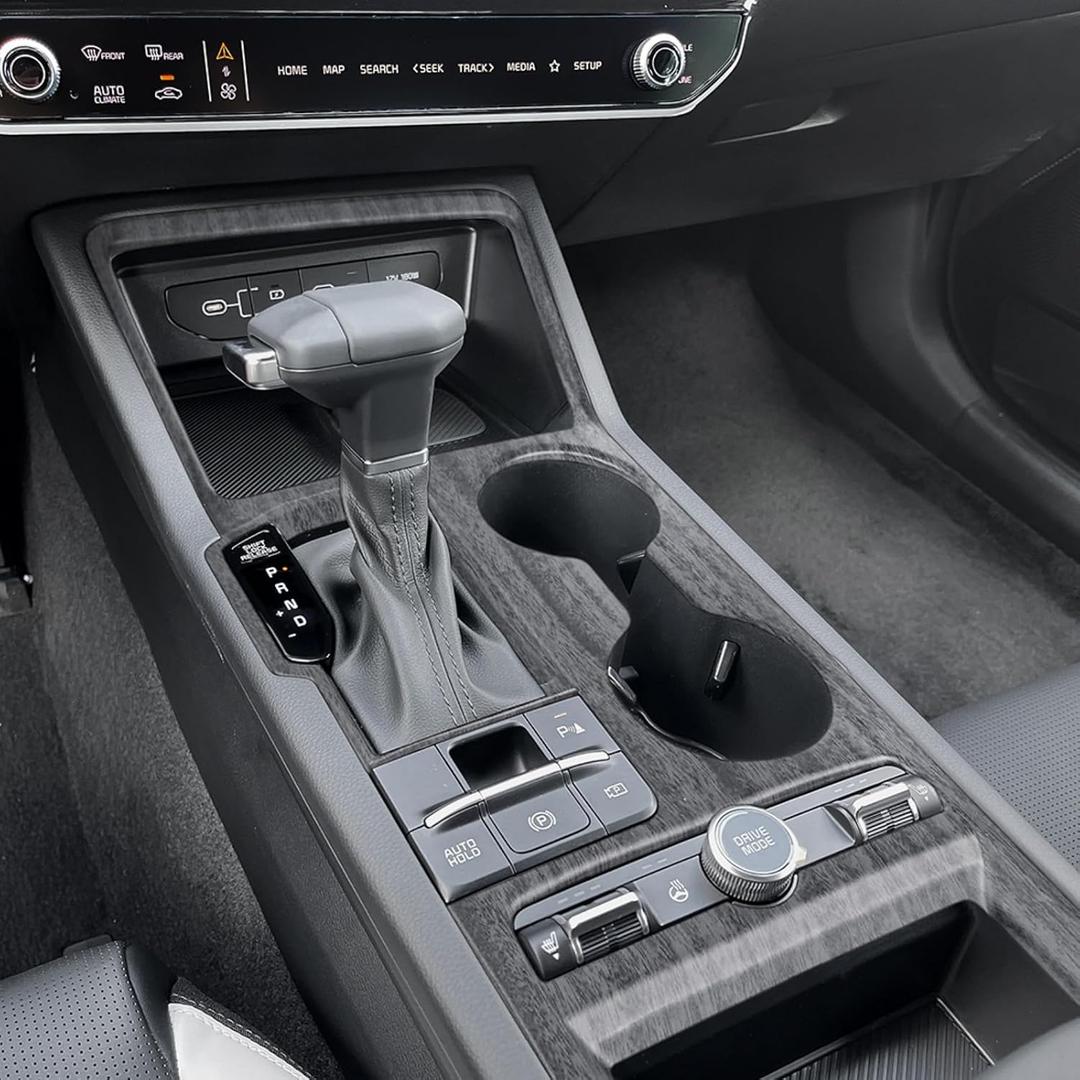 Gear Shift Panel Cover Interior Trim Compatible with Kia K5 2026 Accessories (Wood Grain)
