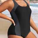 Aqua Eve Plus Size Swimsuits Athletic One Piece Bathing Suit for Women Tummy Control Slimming Swimwear Black&Grey 20 Plus