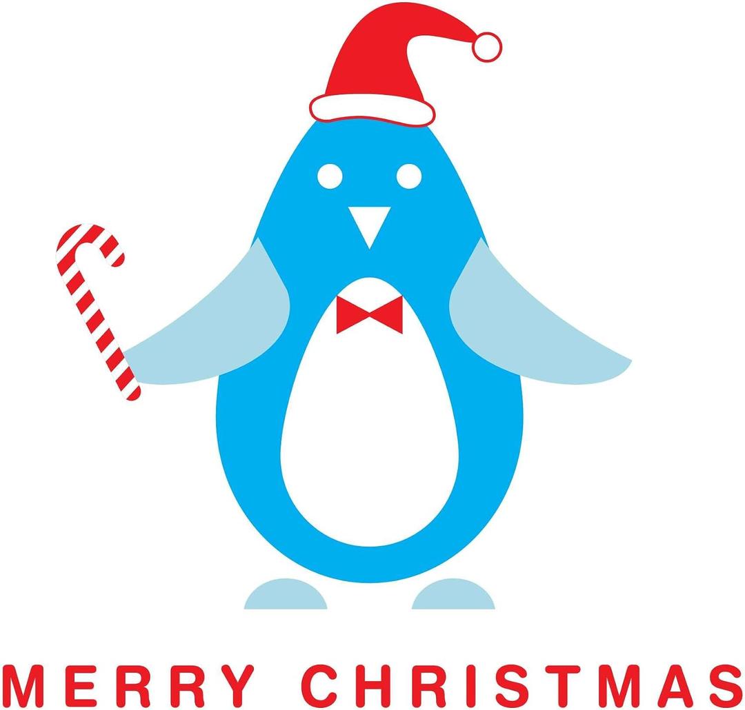 Family Merry Christmas Adorable Cartoon Wall Decal Decoration Cute Little Happy Penguin Christmas Cute Santa Hat Candy Cane Holiday Gift Lasts Years and Easily Removable - Size: 30 in(W) x 24 in(H)