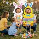 Nuberlic 2pcs Easter Bunny Large Face Cutout Photo Props Yard Signs Decorations DIY Easter Paint Craft for Kids Chick Easter Egg Hunt Yard Decorations Outdoor Picture Booth Props Spring Yard Sign Decor