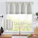 jinchan Striped Linen Valance Curtain Blackout Double Layer Valance for Windows 18 Inch Gray Striped Print Farmhouse Rustic Window Treatment for Kitchen Living Room Bedroom 1 Panel Grey on Beige