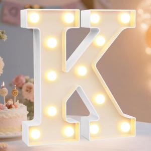 Pooqla LED Marquee Letter Lights Sign, Light Up Alphabet Letter for Home Party Wedding Decoration K (Warm White)