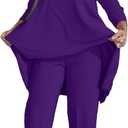 Plus Size 2 Piece Sets for Curvy Women Sexy Fall Long Sleeve Tops Wide Leg Pants Sets Sweatsuits Casual Tracksuits (XXL)