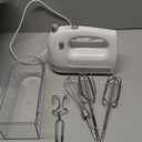 Hand Mixer Electric, 400W Food Mixer 5 Speeds Handheld Blender, 5 Stainless Steel Accessories, Storage Box, Kitchen Blender with Cord for Cream, Cookies, Dishwasher Safe, White