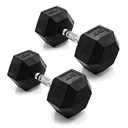 CAP Barbell 40 LB Rubber Coated Hex Dumbbell Hand Weight - Pair | Chrome Handle