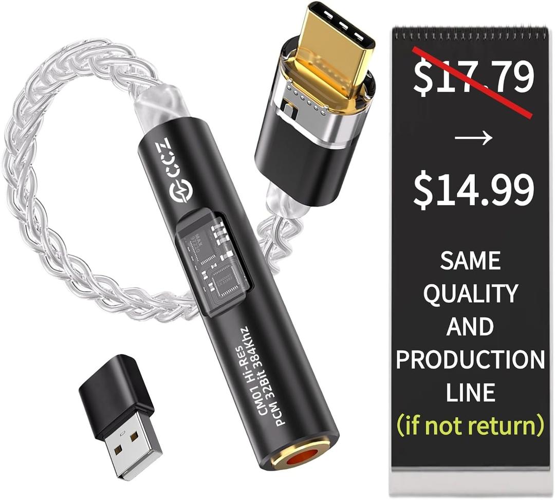 2026 Latest USB C DAC Audio Adapter with Headphone Amplifier, USB C to 3.5mm Audio Adapter for Wired Headphones, Hi-Res Type C DAC Compatible with iPhone 15, Android, Laptop & Tablet (DAC black)
