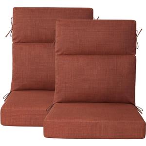 Outdoor Patio Chair Cushions 44x21x3.5 inch, Set of 2 Thicken Comfy Cushions for Rocker Non Slip Fade Shield Water Repellent High Back with Ties, Terra Cotta