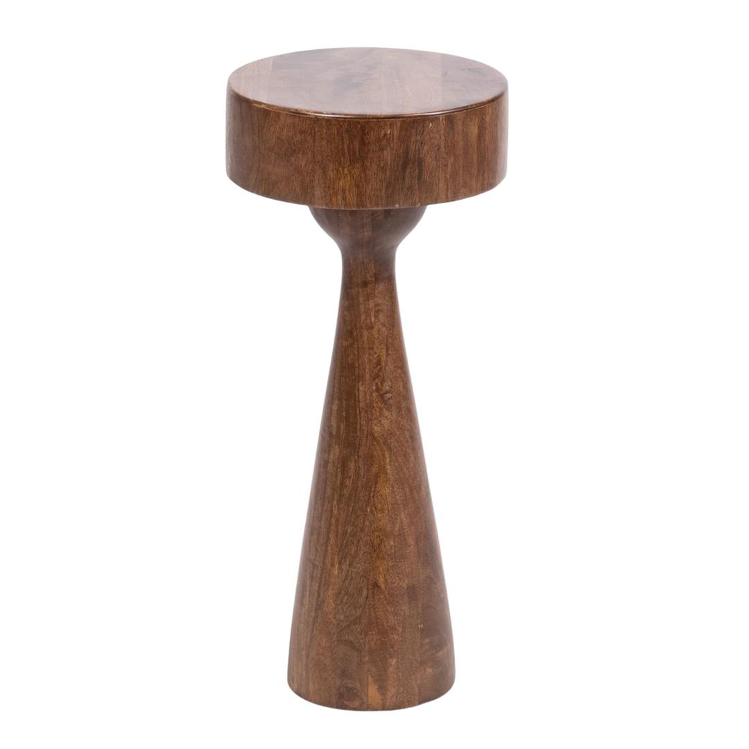 Kate and Laurel Solbrett Transitional Sophisticated Drink Table; 10 x 10 x 22; Walnut Brown; Mid-Century Sculptural Bedroom Nightstand with Unique Pedestal Table Design for Use as Indoor Plant Stand