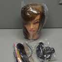 Mannequin Head with 100% Real Hair, TopDirect 18" Brown Real Hair Cosmetology Manikin Head Hairs Styling Hairdressing Practice Training Doll Heads with Clamp Holder and Tools