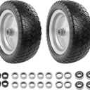 HQPASFY 2 Pack 13x5.00-6 Flat-Free Tire & Wheel, 13x5-6 Mower Front Tires With 3/4" & 5/8" Bearings, 3" Centered Hub, Replacement for Lawn Mowers