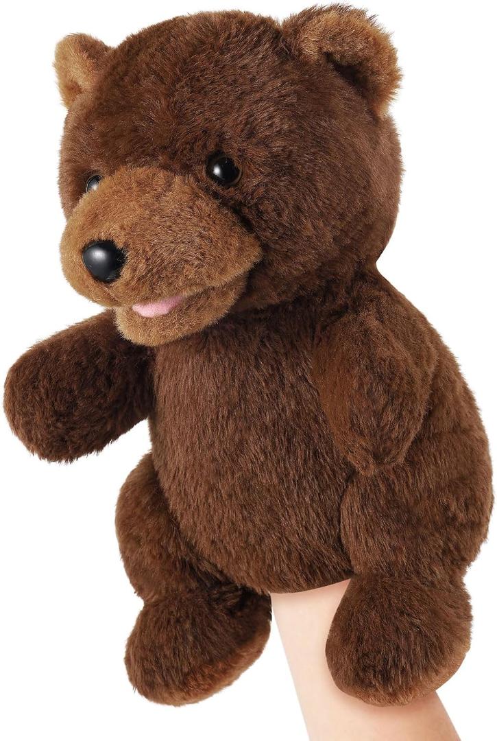 Animal Hand Puppets 11 Inch Safari Jungle Zoo Woodland Puppet Rainforest Grassland Animals Role-Playfor Kids Storytelling Imaginative Pretend Play Teaching Preschool Learning Educational(Brown Bear)