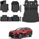 Floor Mats for Toyota RAV4 2019-2025, All Weather Floor Mats Trunk Cargo Liner with Backrest Protectors and Door Sill Guards Accessories, Full Coverage Set
