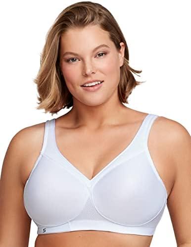 Glamorise womens Full Figure Plus Size MagicLift Seamless Wirefree Sports Bra #1006, White, 46C