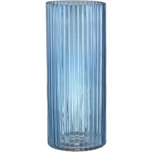 Blue Glass Vase, Glass Flower Vase, Ribbed Glass Vases, Blue Vase, Tall Cylinder Vases for Centerpieces, Living Room, Bedroom, Dining Table, Office, Wedding, Bookshelf Decoration, 12 Inches