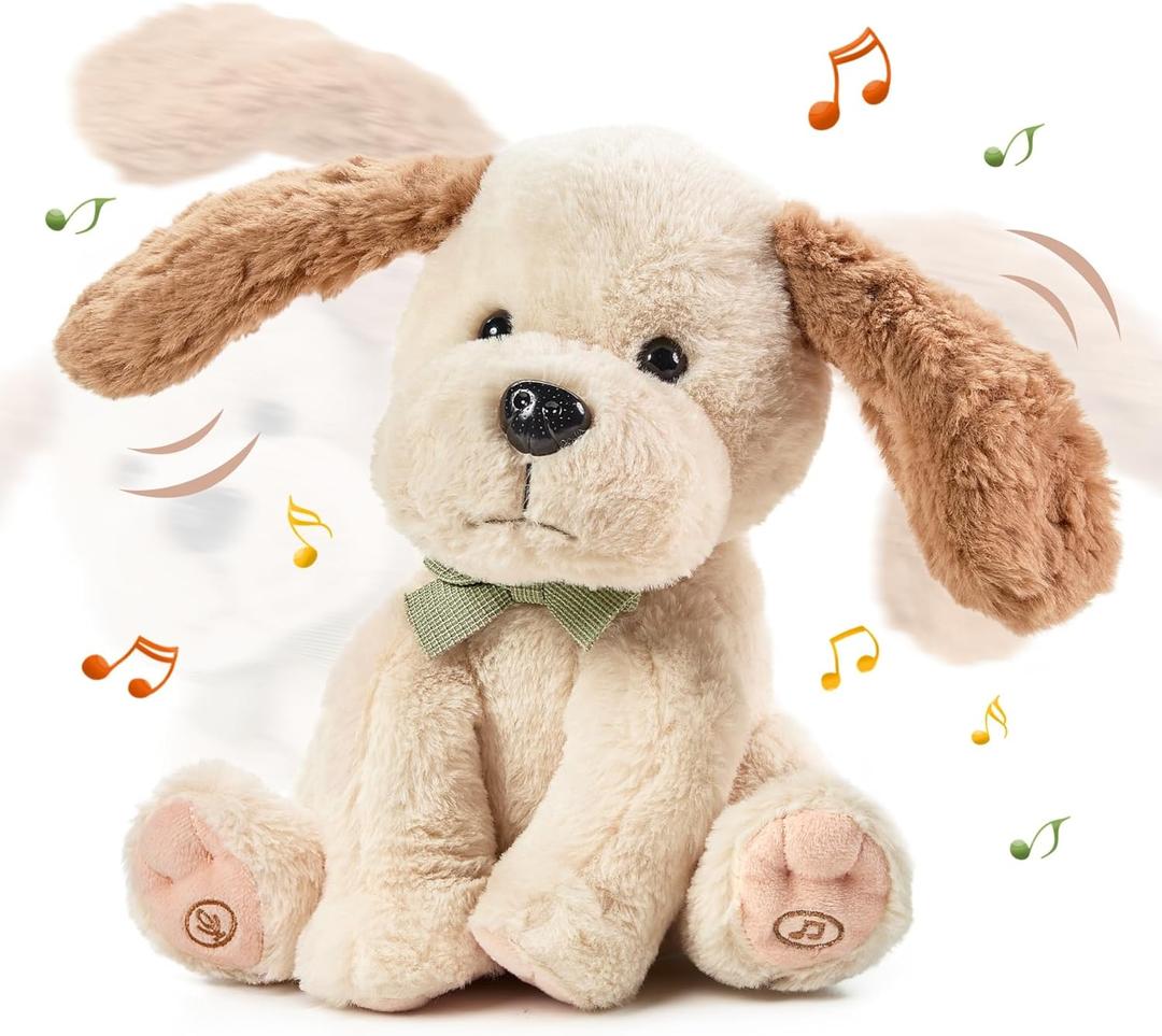 TUMAMA Baby Animated Plush Dog, Interactive Singing Talking Puppy Dog Stuffed Animal Toys, 10''