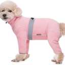 Polar Fleece Dog Pajamas Bodysuit - Small to Medium Dogs, Winter Jacket & Sweater for Small Dogs, Four-Legged Warm Clothes (Pink)